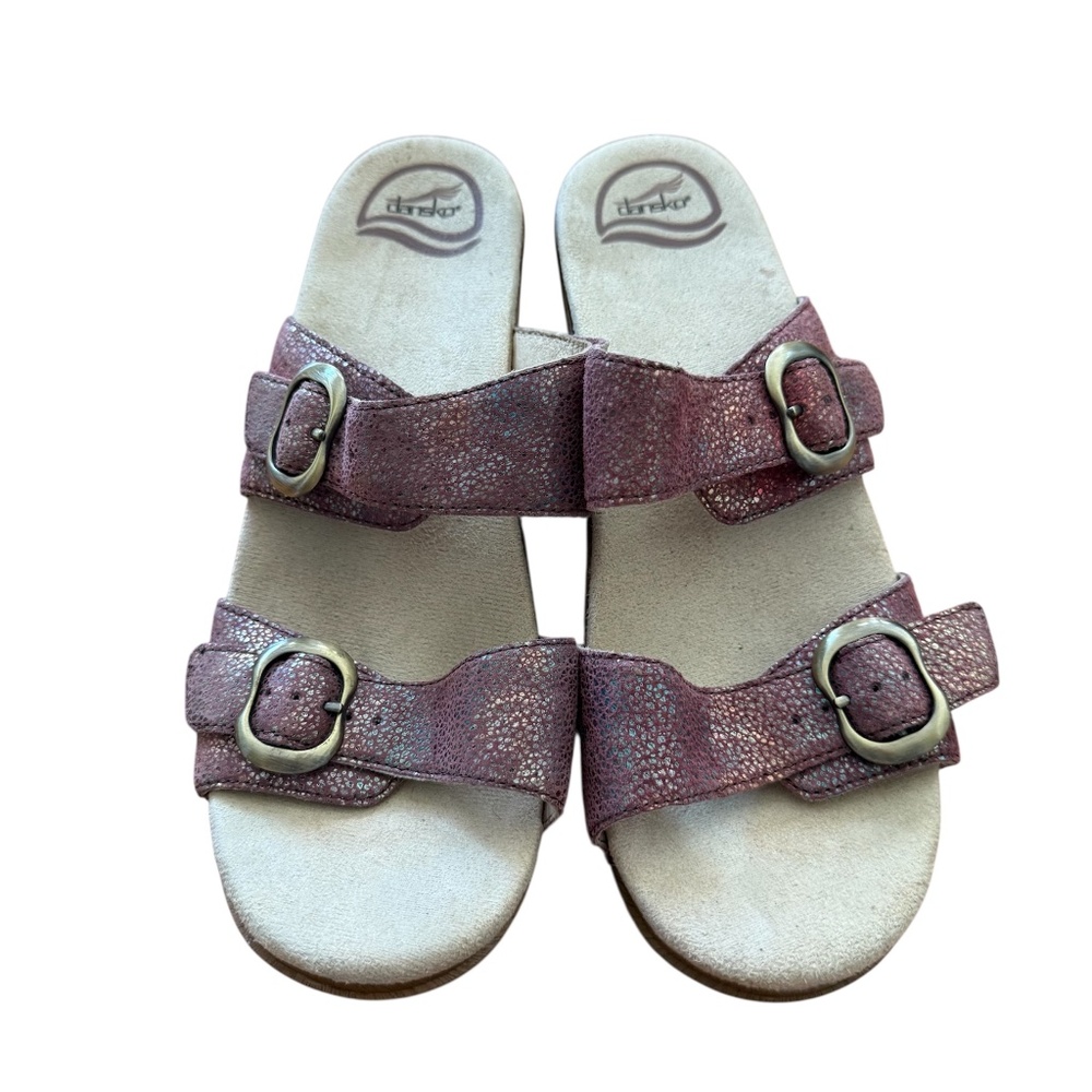 DANSKO Sophie Sandals Pink Metallic Iridescent Leather Clogs EUR 39